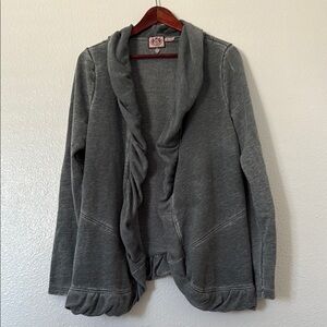 Juicy Couture Gray Ruffled Cardigan Sweater